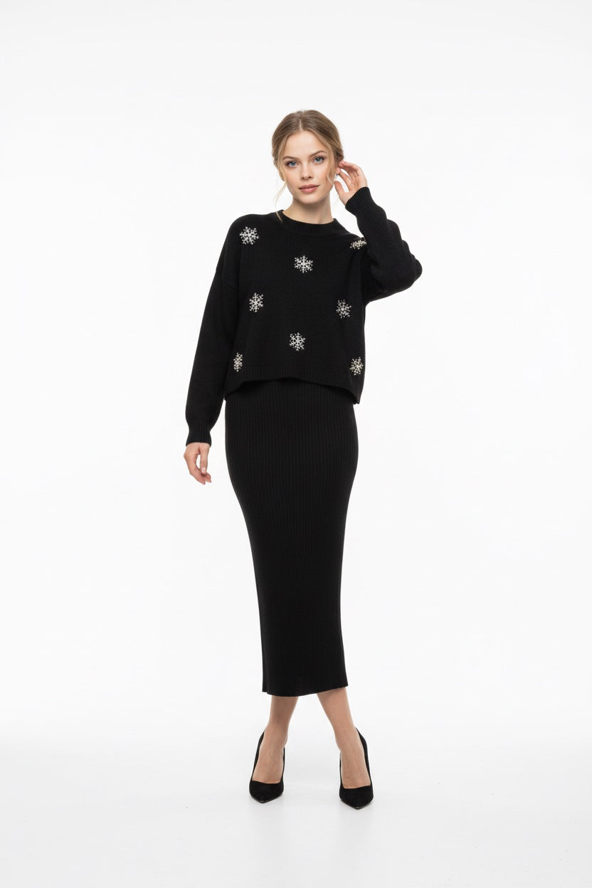 159 Luxury Black Knit Set