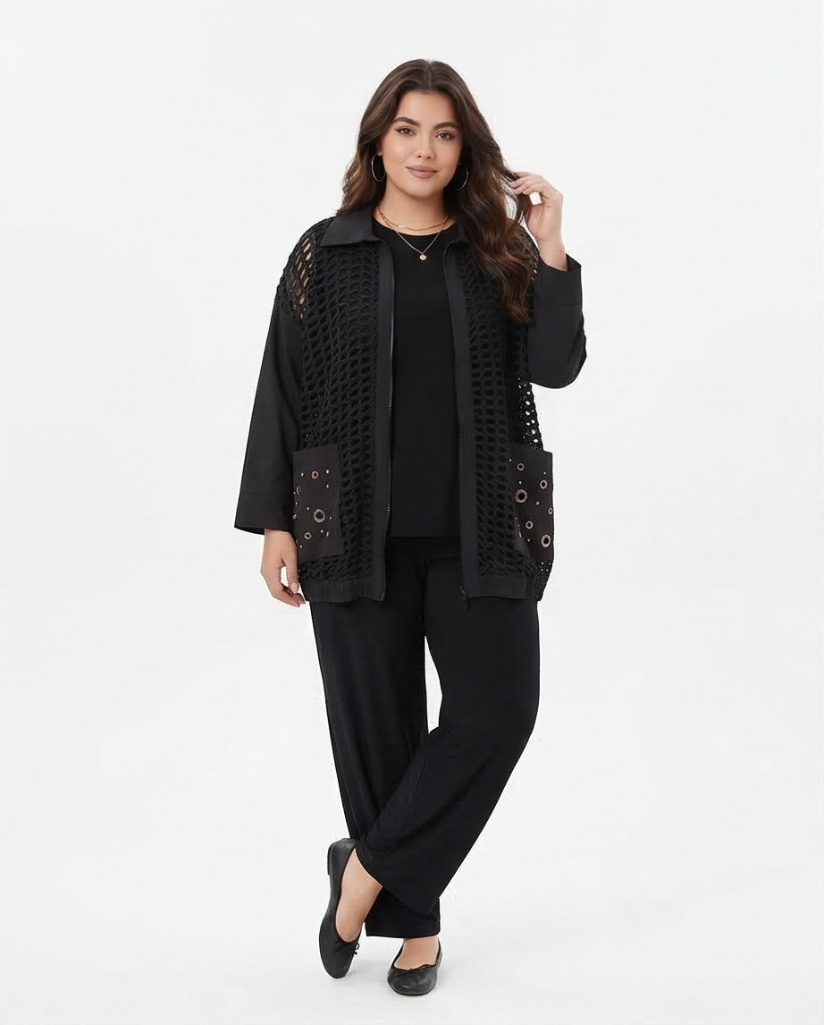 205 Elegant Black Plus Size 3-Piece Set – Cupro