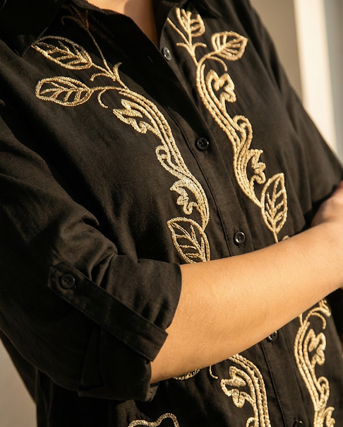 223 Black Luxury Cotton Embroidered Set