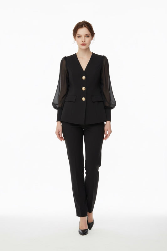 132 Chic Black Crepe Set