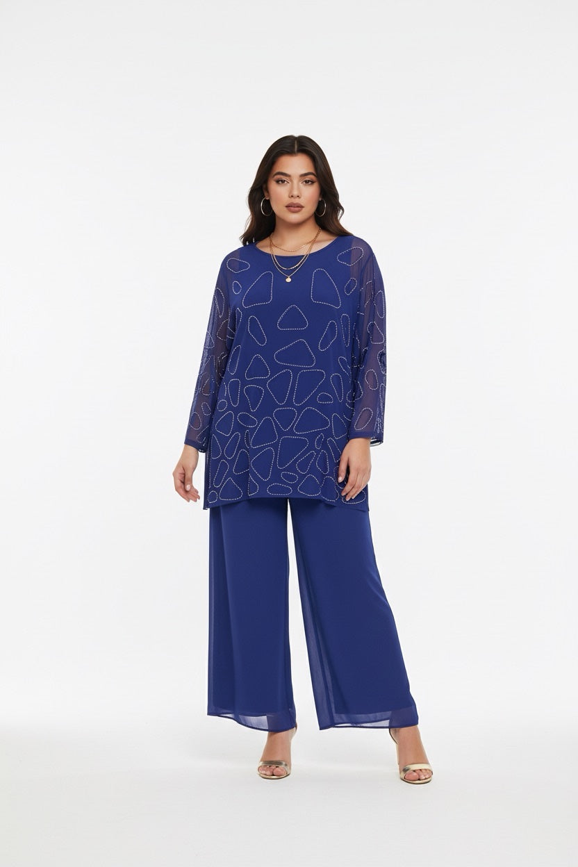 148 Φόρμα ολόσωμη plus size από μουσελίνα