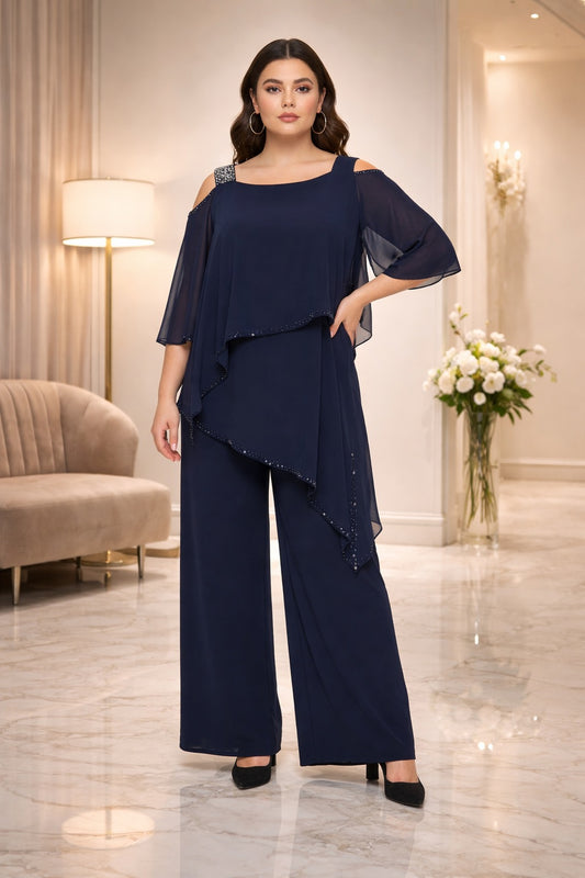 150 Φόρμα ολόσωμη από μουσελίνα plus size