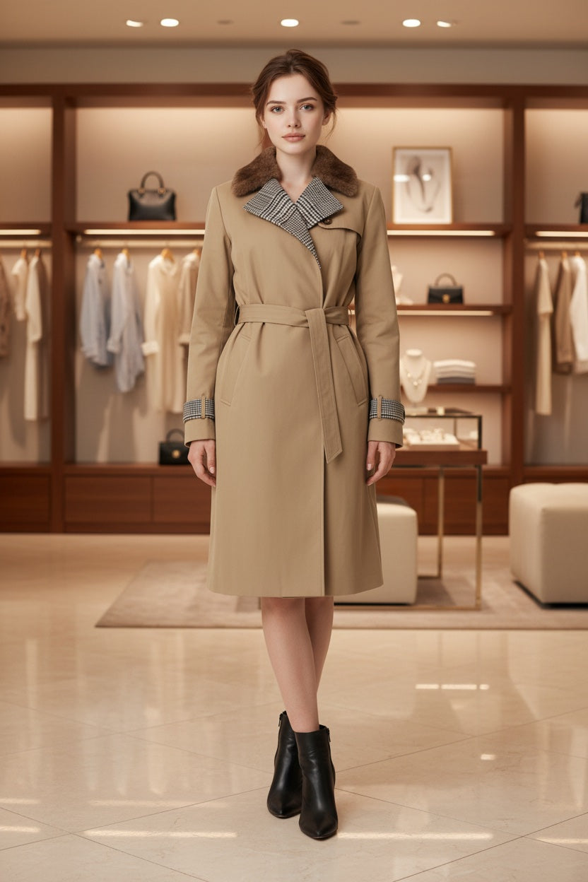 143 Αδιάβροχο παλτό με γιακά από βιζόν