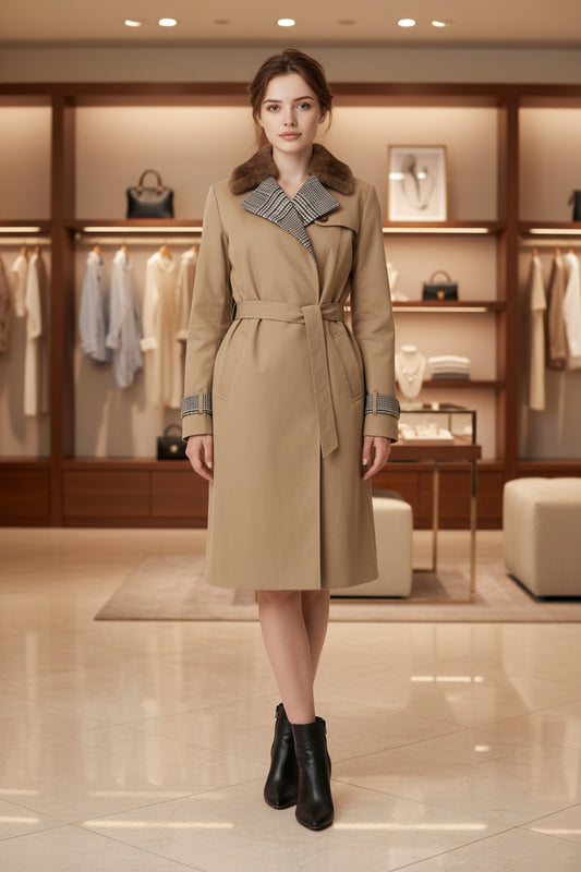 143 Αδιάβροχο παλτό με γιακά από βιζόν