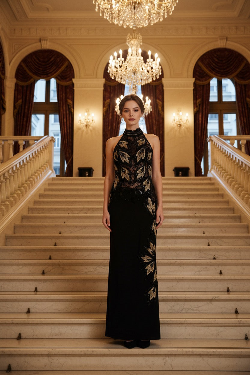 111 Βραδινή αμάνικη τουαλέτα