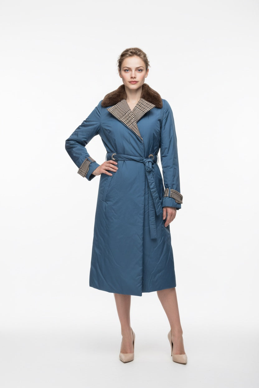 144 Αδιάβροχο παλτό με γιακά από βιζόν