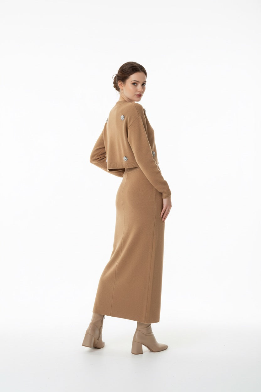 157  Chic Camel Knit Set
