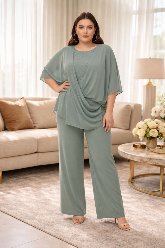 149 Φόρμα ολόσωμη plus size από μουσελίνα