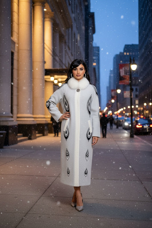 114 Παλτό ανκορά με γούνα ρενάρ