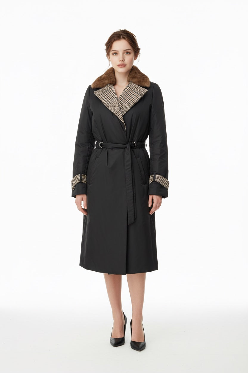 141 Αδιάβροχο παλτό με γιακά από βιζόν