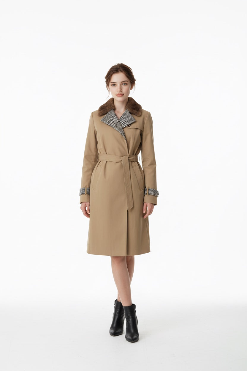 143 Αδιάβροχο παλτό με γιακά από βιζόν