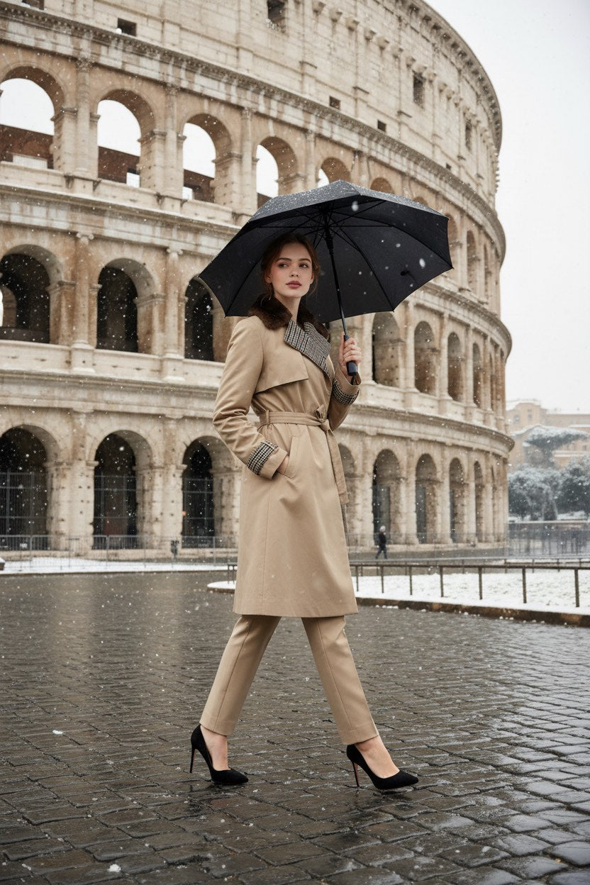 143 Αδιάβροχο παλτό με γιακά από βιζόν