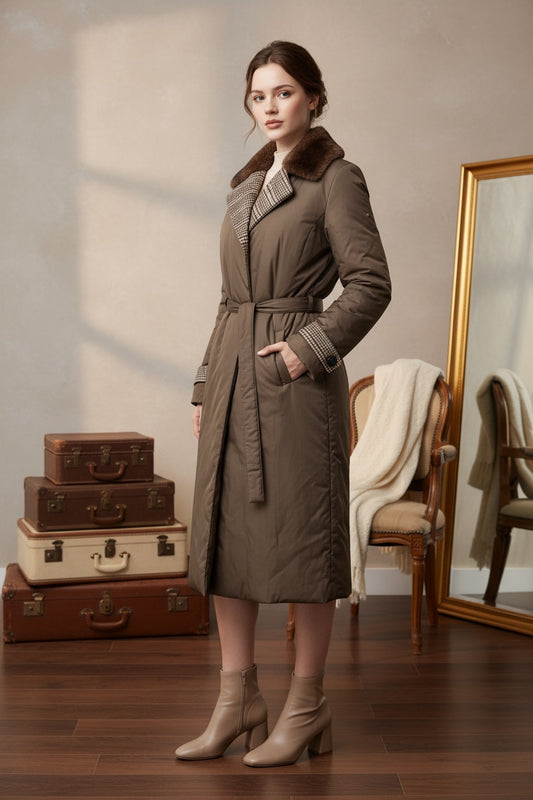 140 Αδιάβροχο παλτό με γιακά από βιζόν