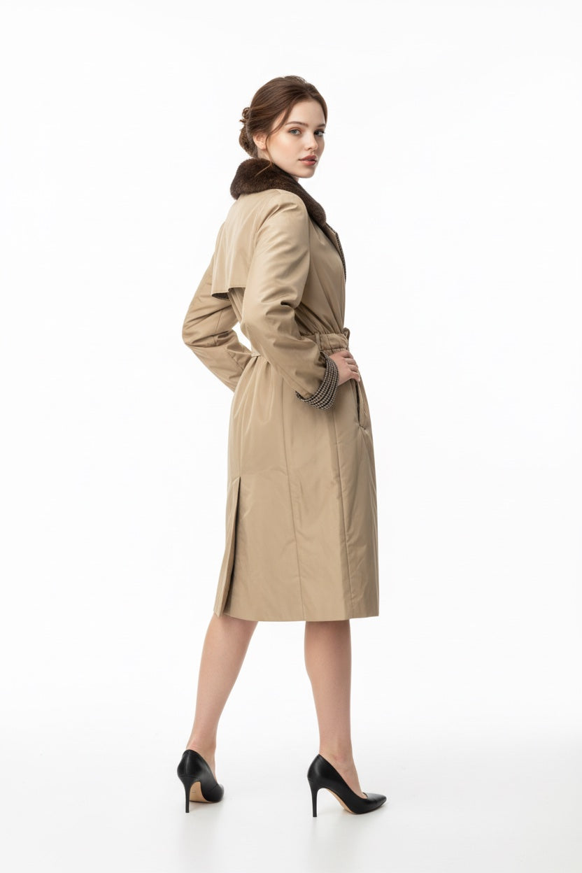 143 Αδιάβροχο παλτό με γιακά από βιζόν