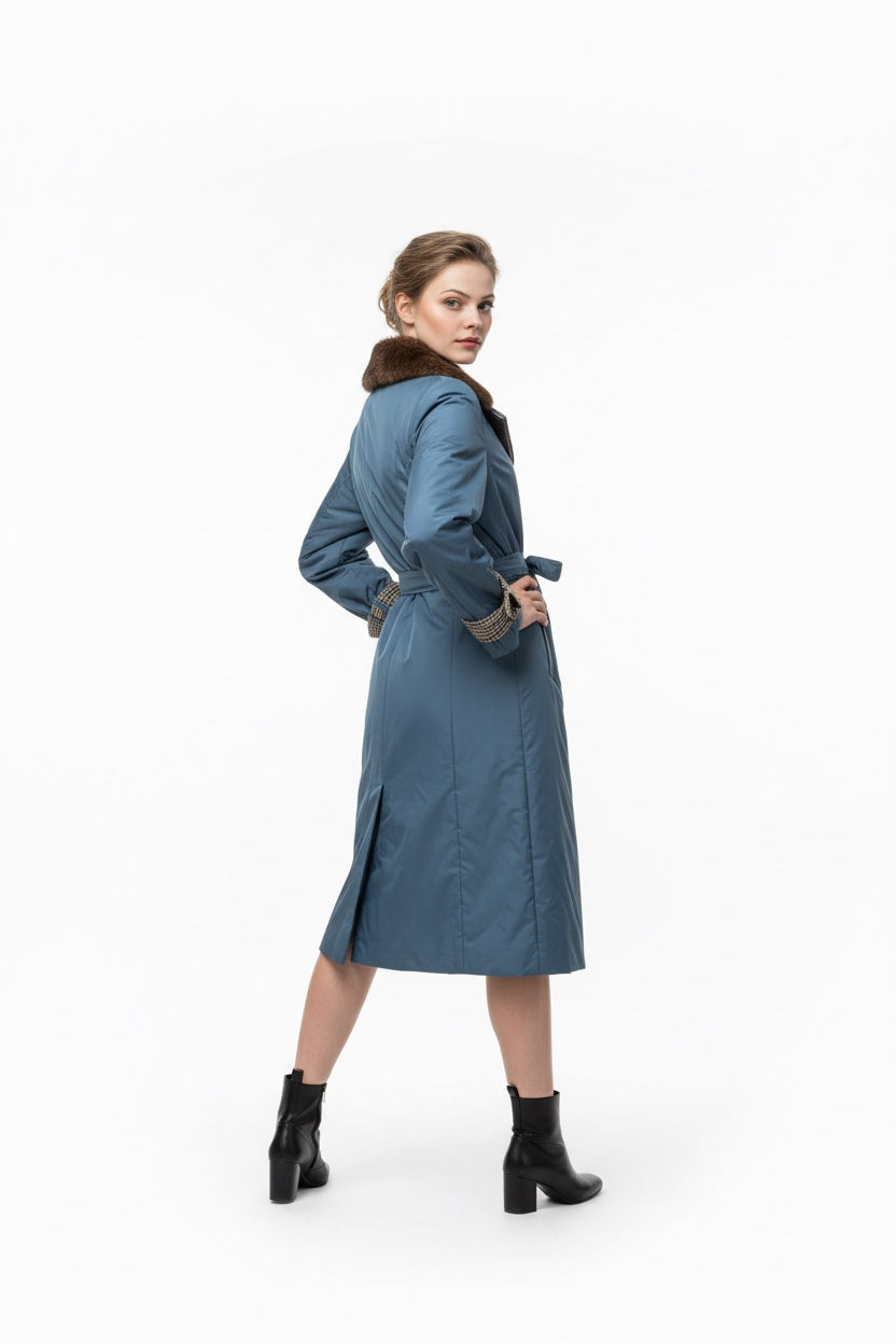 144 Αδιάβροχο παλτό με γιακά από βιζόν