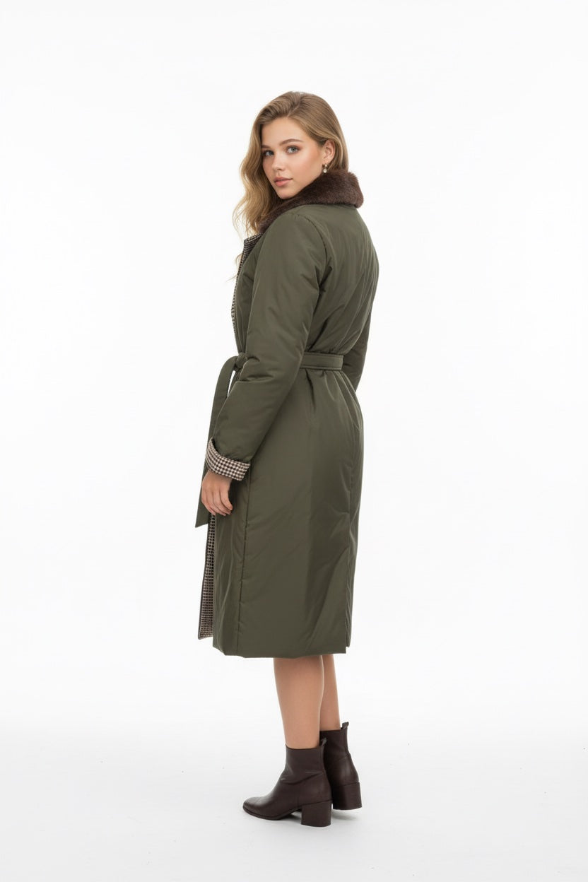 142 Αδιάβροχο παλτό με γιακά από βιζόν