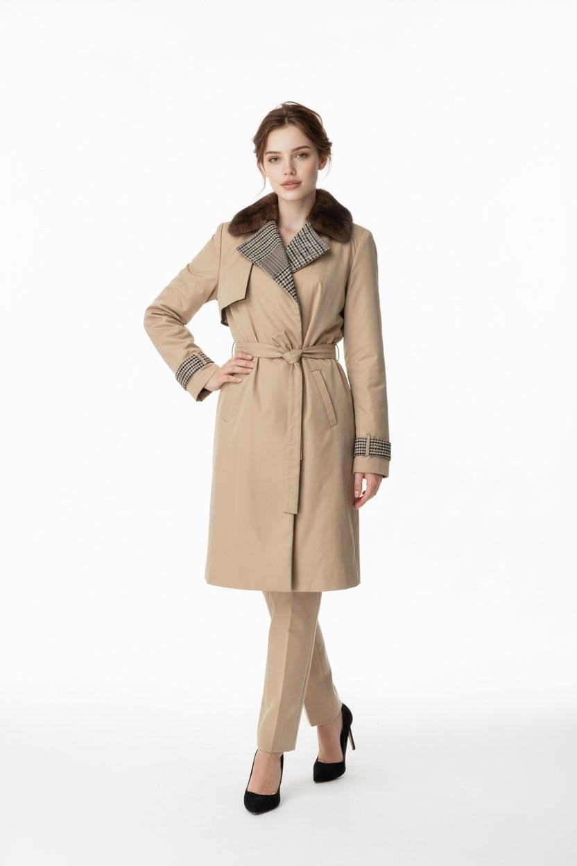 143 Αδιάβροχο παλτό με γιακά από βιζόν