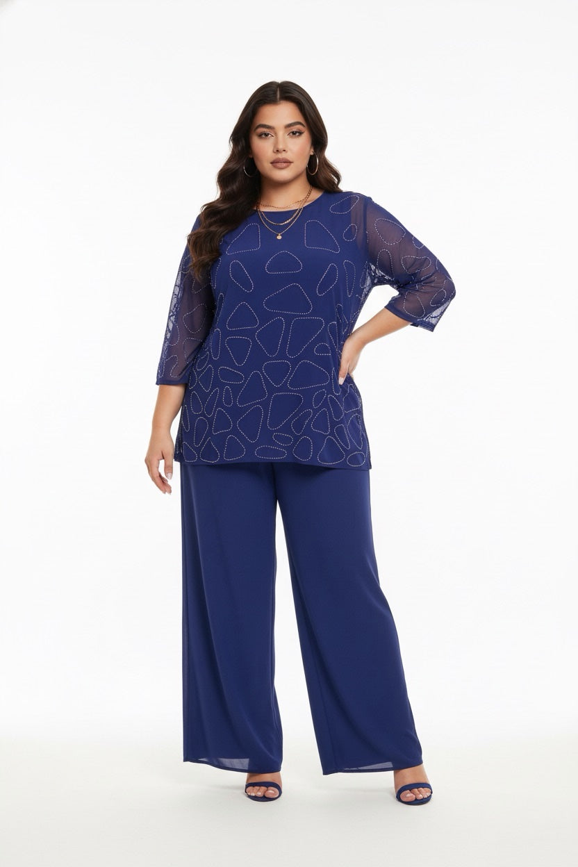 148 Φόρμα ολόσωμη plus size από μουσελίνα