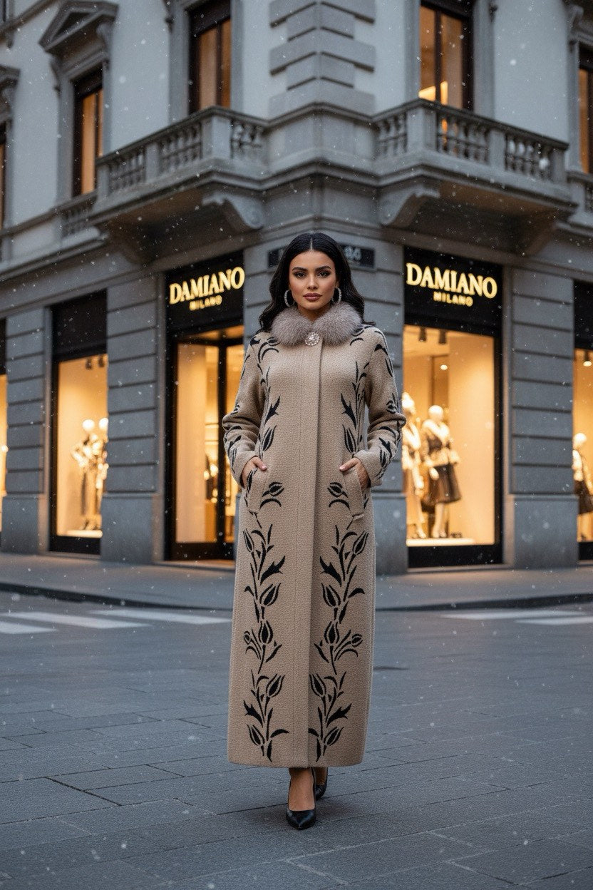 138 Παλτό ανκορά με γούνα ρενάρ