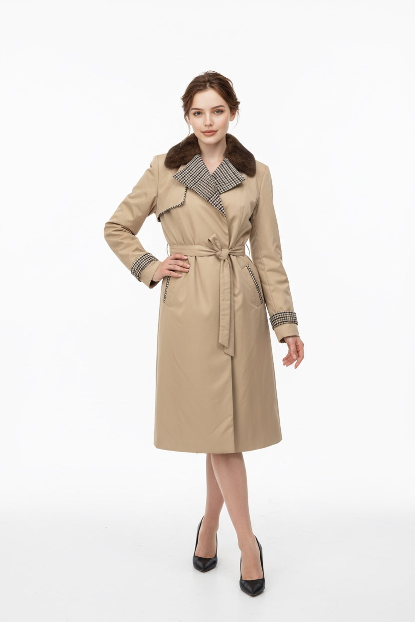 143 Αδιάβροχο παλτό με γιακά από βιζόν