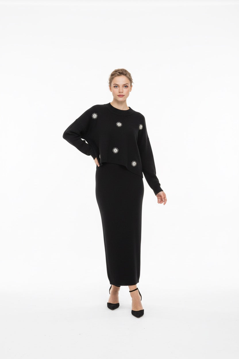 159 Luxury Black Knit Set