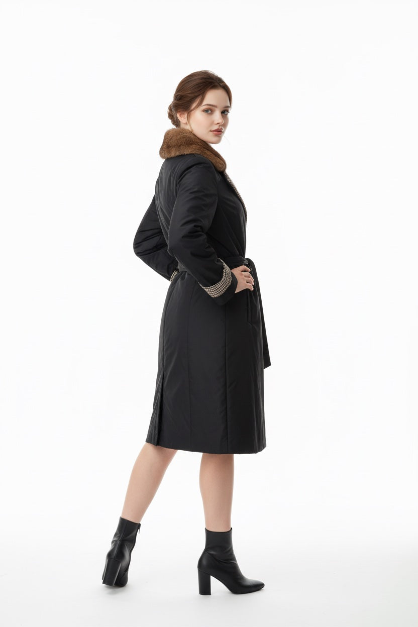 141 Αδιάβροχο παλτό με γιακά από βιζόν