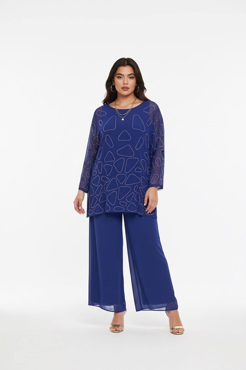 148 Φόρμα ολόσωμη plus size από μουσελίνα