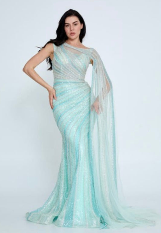 022 Turquoise maxi princess dress