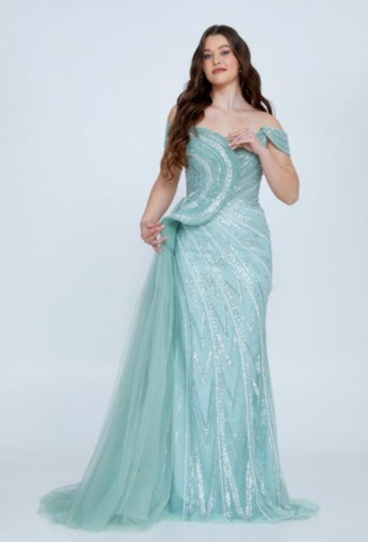 021 Turquoise maxi mermaid dress