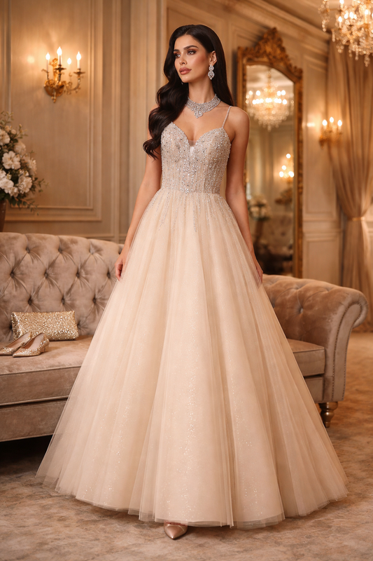 162  Λαμπερό Ρομαντικό Νυφικό