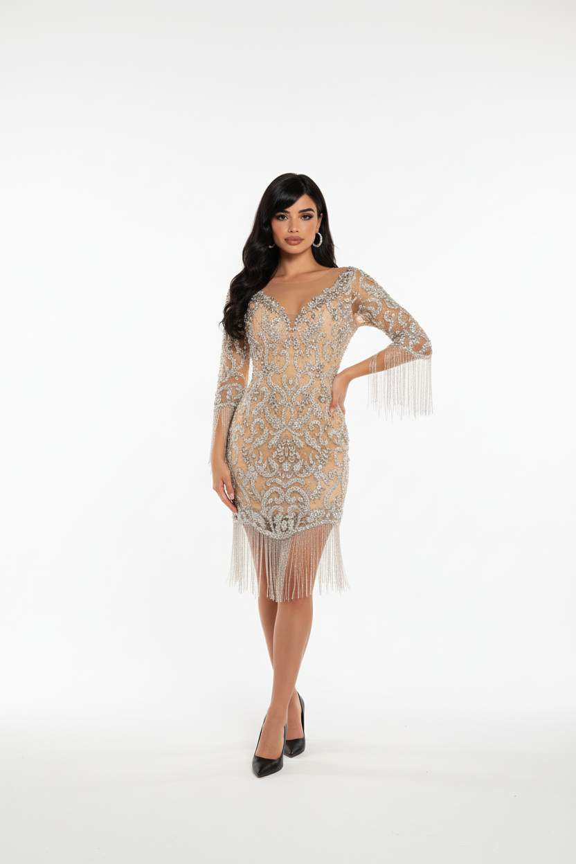 169  Elegant Crystal Mini Dress