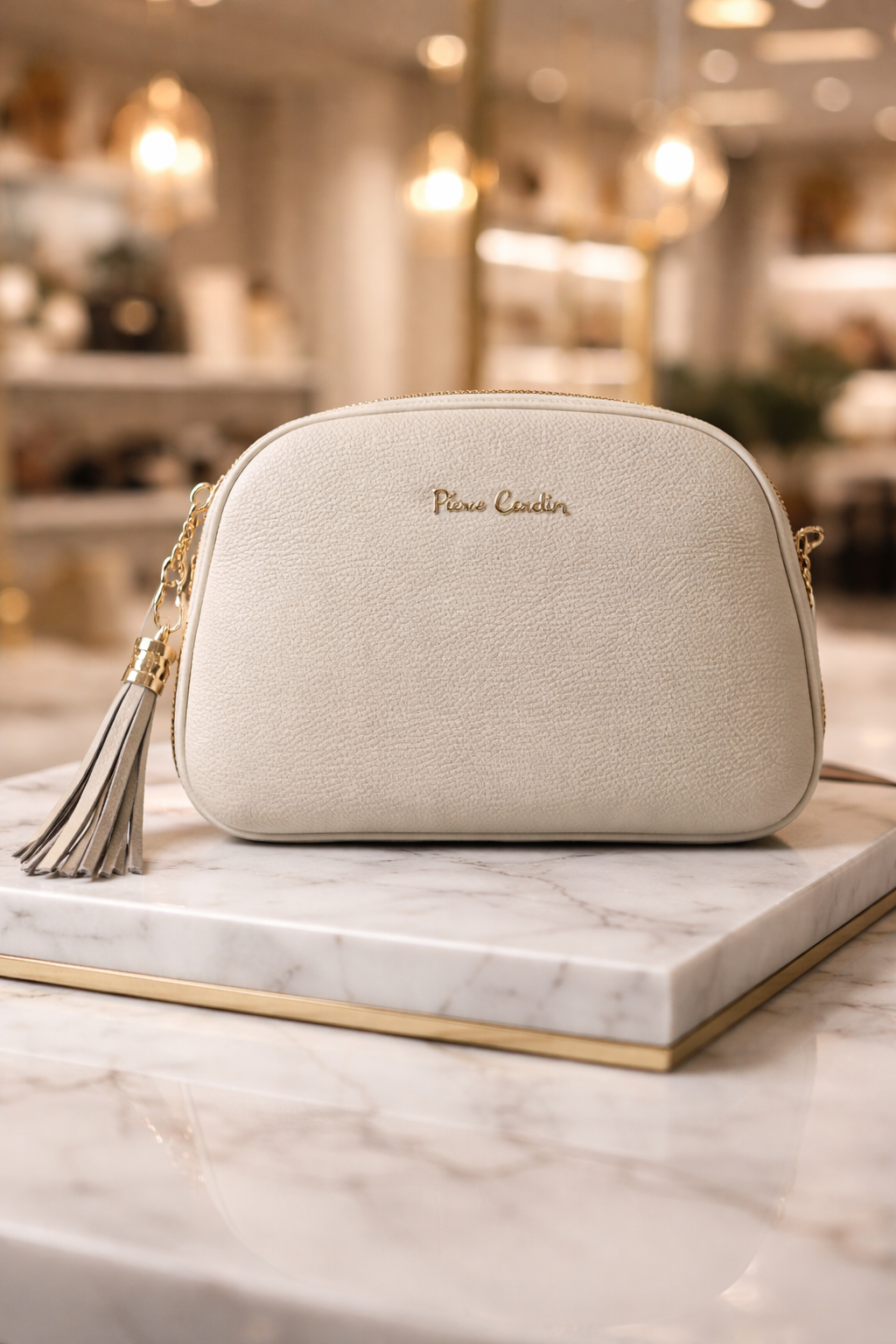 191 Pierre Cardin Leather Crossbody Bag with Triple Zip Compartments