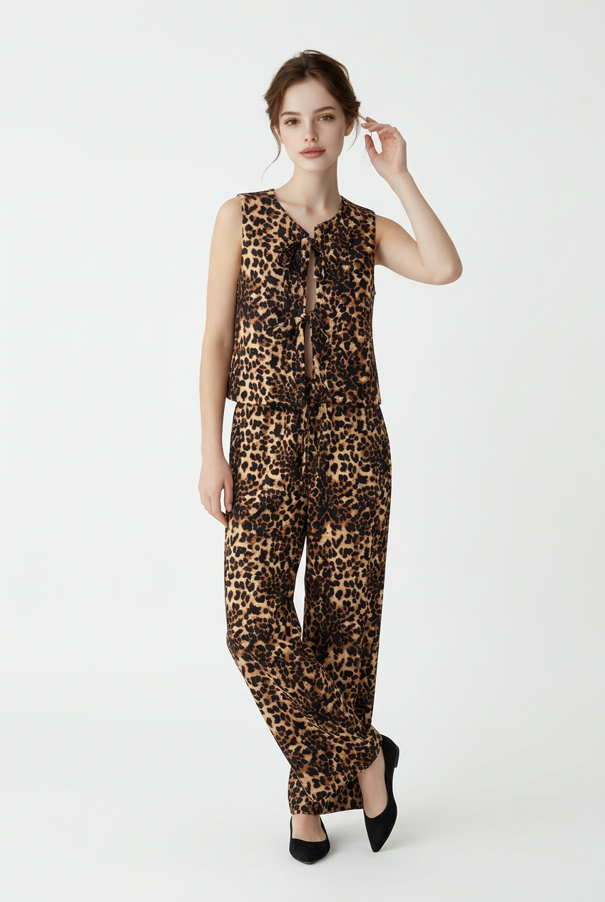 198  Digital Leopard Print Set – Vest & Trousers