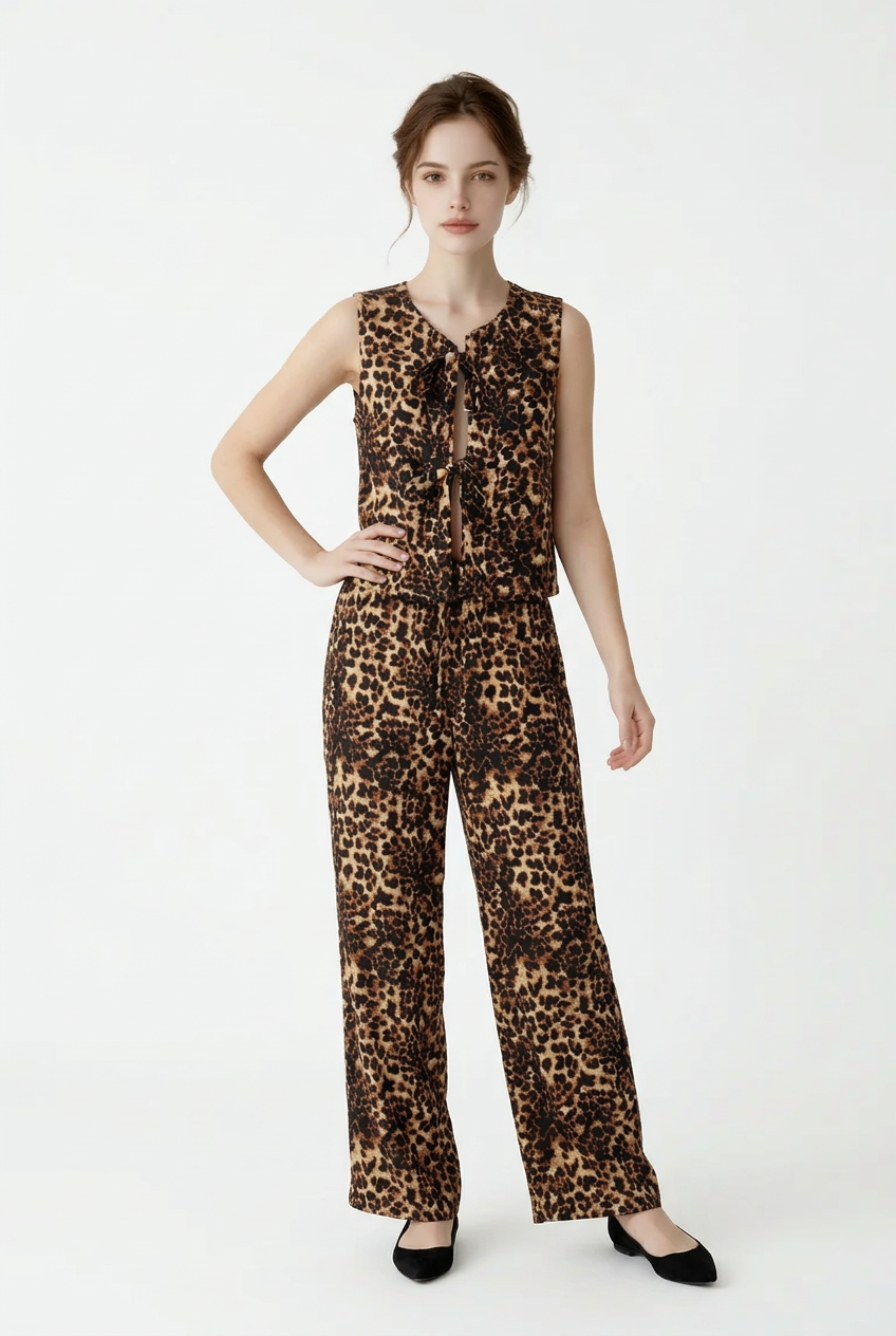 198  Digital Leopard Print Set – Vest & Trousers