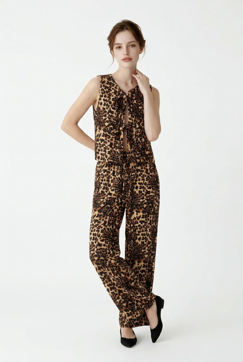198  Digital Leopard Print Set – Vest & Trousers