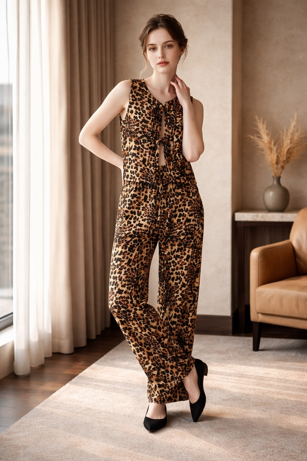 198  Digital Leopard Print Set – Vest & Trousers