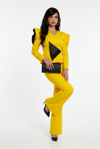 229   Vibrant Yellow Co-ord Suit with Cut-Out Shoulders