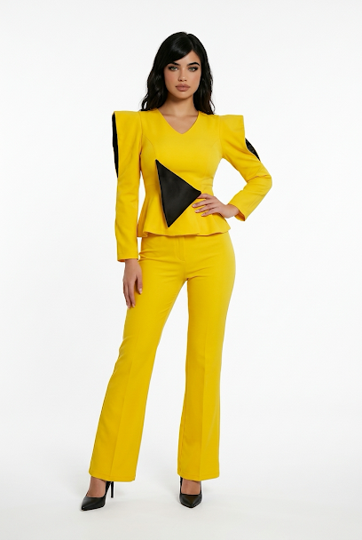 229   Vibrant Yellow Co-ord Suit with Cut-Out Shoulders