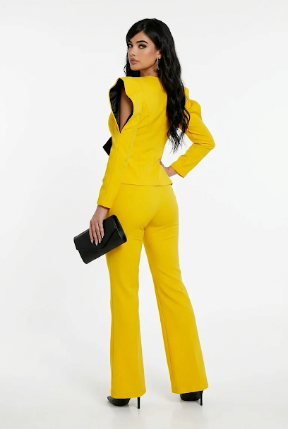 229   Vibrant Yellow Co-ord Suit with Cut-Out Shoulders