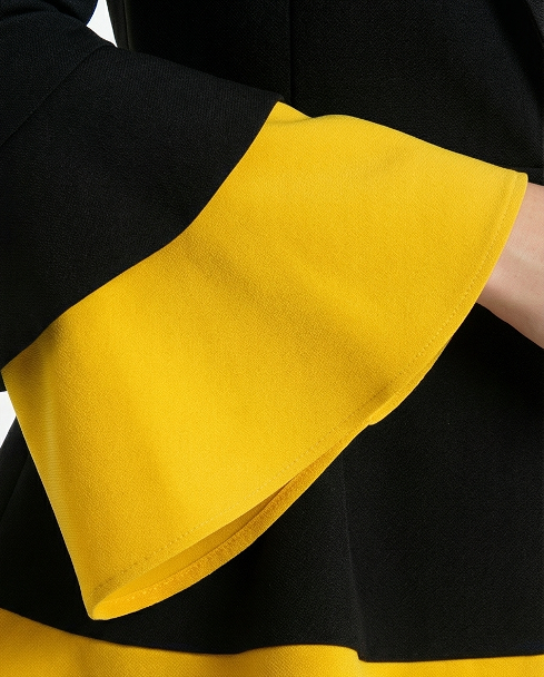 232   Black Luxury Crepe Suit Set with Yellow Contrast Trims