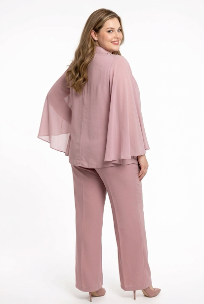233   Plus Size Chiffon Blouse with Crystal Shoulder Embellishments