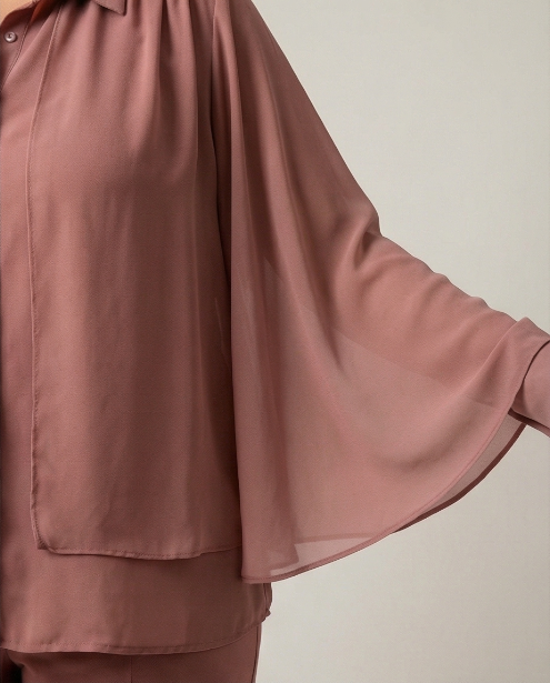 233   Plus Size Chiffon Blouse with Crystal Shoulder Embellishments