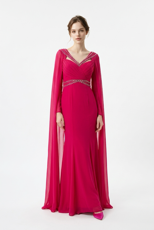 250  Fuchsia Mermaid Evening Gown