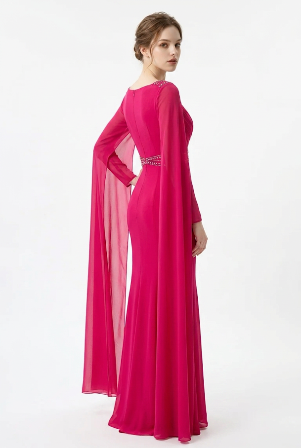 250  Fuchsia Mermaid Evening Gown